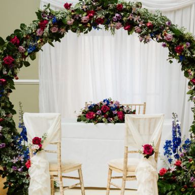 Floral arch for a wedding ceremony