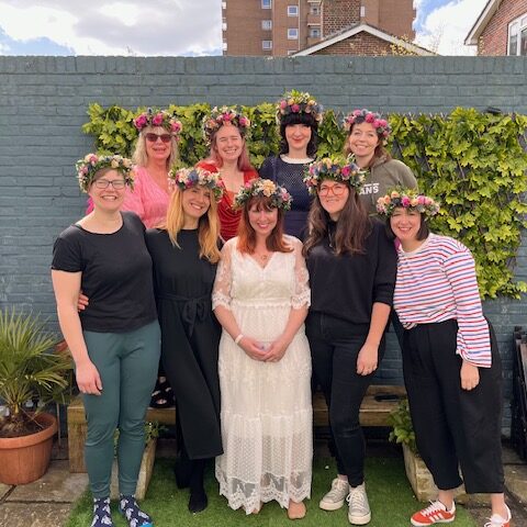 hen party flower crown workshop