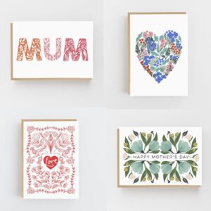 hand painted mothers day cards with floral designs.